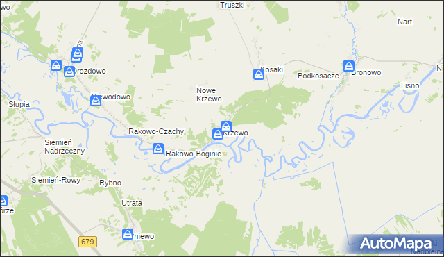 mapa Krzewo gmina Piątnica, Krzewo gmina Piątnica na mapie Targeo