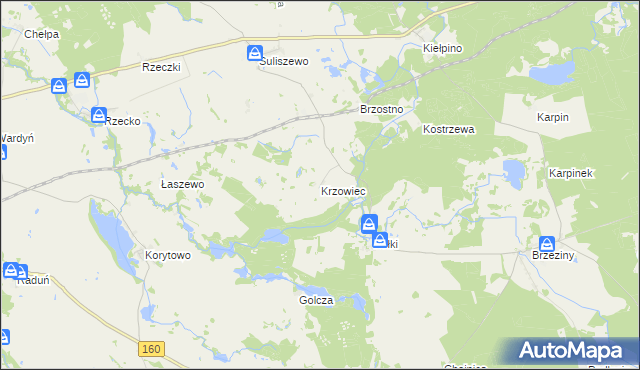 mapa Krzowiec, Krzowiec na mapie Targeo