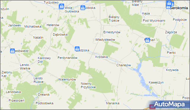 mapa Krzówka, Krzówka na mapie Targeo