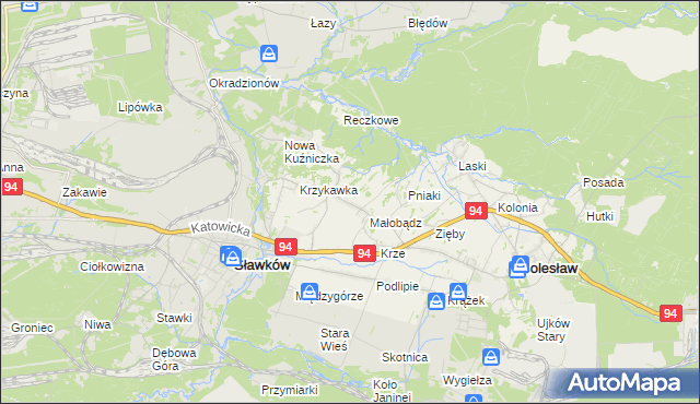 mapa Krzykawa, Krzykawa na mapie Targeo