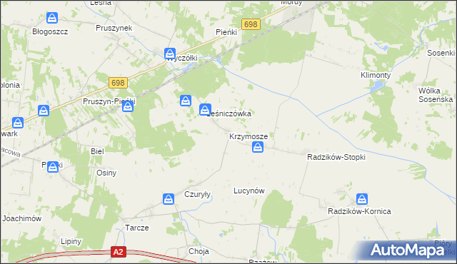 mapa Krzymosze, Krzymosze na mapie Targeo