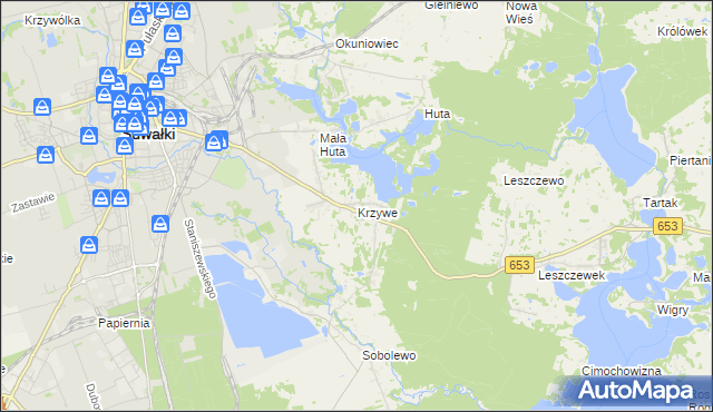 mapa Krzywe gmina Suwałki, Krzywe gmina Suwałki na mapie Targeo