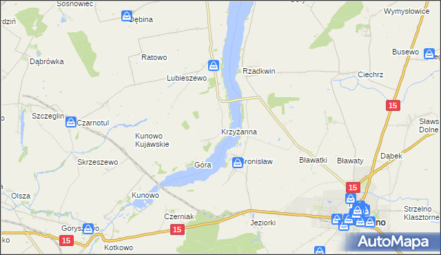 mapa Krzyżanna, Krzyżanna na mapie Targeo