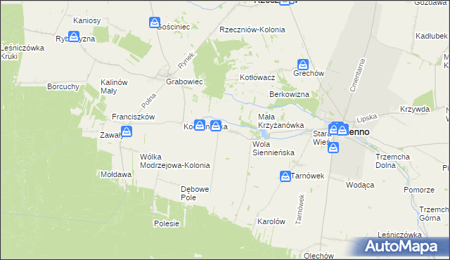 mapa Krzyżanówka, Krzyżanówka na mapie Targeo