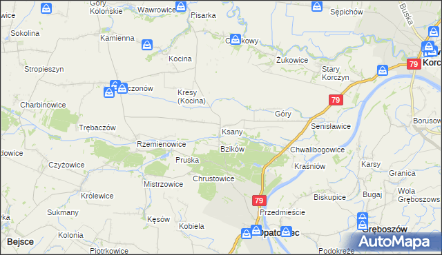 mapa Ksany, Ksany na mapie Targeo