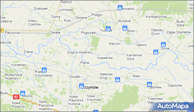 mapa Ksawerów gmina Kramsk, Ksawerów gmina Kramsk na mapie Targeo
