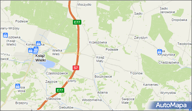 mapa Książ Mały, Książ Mały na mapie Targeo