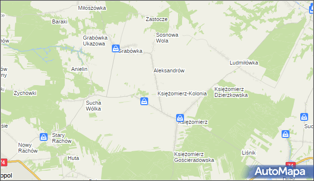 mapa Księżomierz-Kolonia, Księżomierz-Kolonia na mapie Targeo