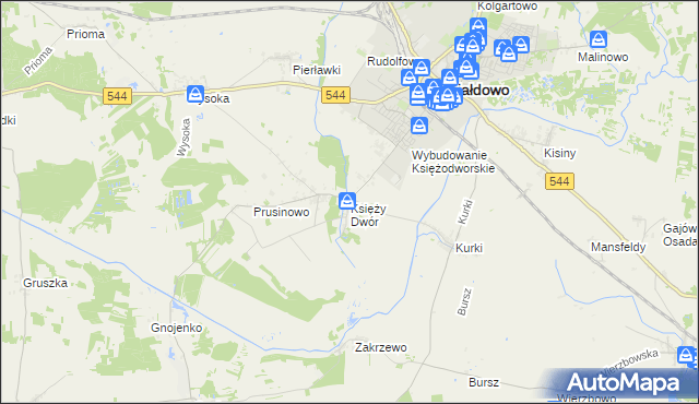 mapa Księży Dwór, Księży Dwór na mapie Targeo