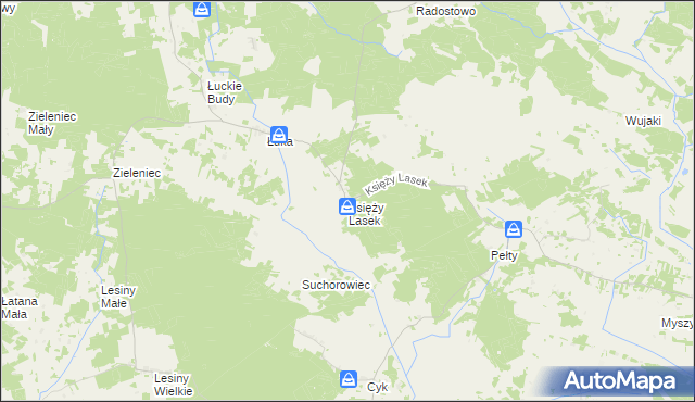 mapa Księży Lasek, Księży Lasek na mapie Targeo