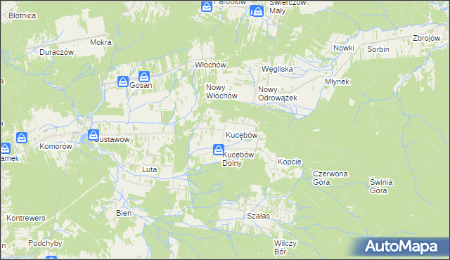 mapa Kucębów, Kucębów na mapie Targeo