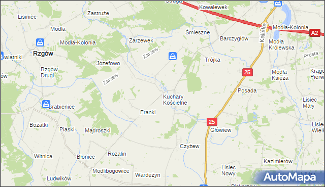 mapa Kuchary Kościelne, Kuchary Kościelne na mapie Targeo