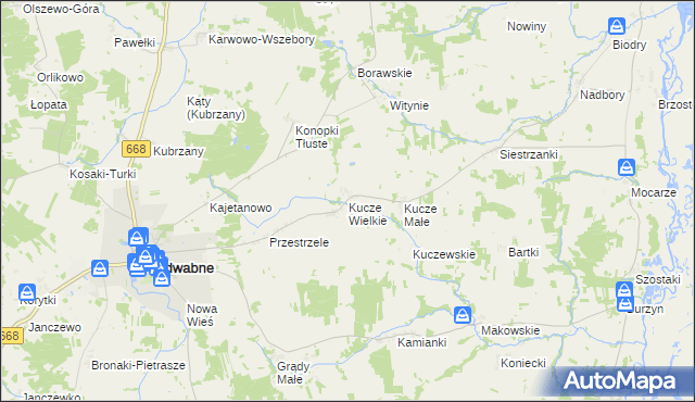 mapa Kucze Wielkie, Kucze Wielkie na mapie Targeo