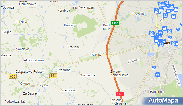 mapa Kuków gmina Suwałki, Kuków gmina Suwałki na mapie Targeo