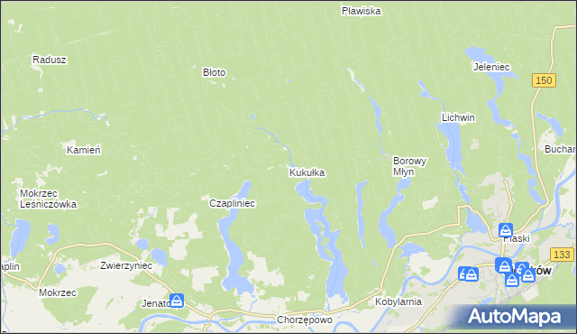 mapa Kukułka gmina Sieraków, Kukułka gmina Sieraków na mapie Targeo