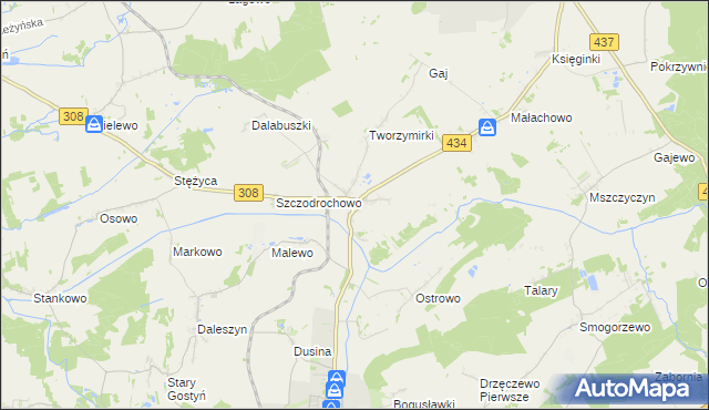 mapa Kunowo gmina Gostyń, Kunowo gmina Gostyń na mapie Targeo