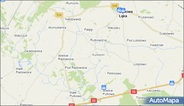 mapa Kurkocin, Kurkocin na mapie Targeo