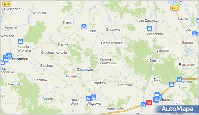 mapa Kurówek Prądzewski, Kurówek Prądzewski na mapie Targeo