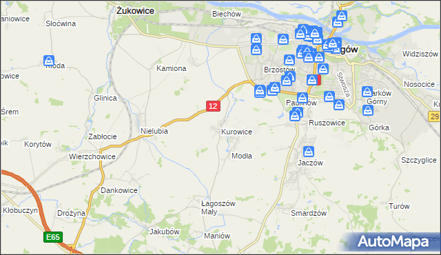 mapa Kurowice gmina Jerzmanowa, Kurowice gmina Jerzmanowa na mapie Targeo
