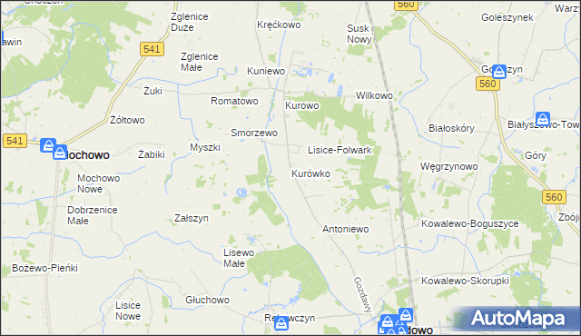 mapa Kurówko gmina Gozdowo, Kurówko gmina Gozdowo na mapie Targeo