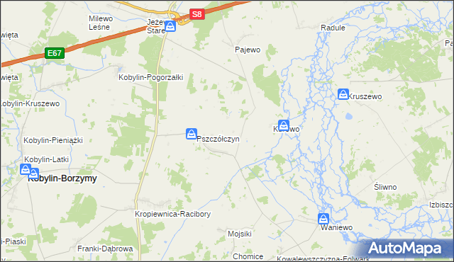 mapa Kurowo-Kolonia gmina Kobylin-Borzymy, Kurowo-Kolonia gmina Kobylin-Borzymy na mapie Targeo