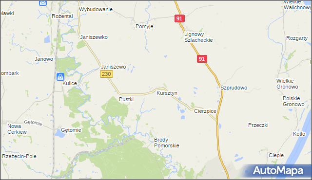 mapa Kursztyn, Kursztyn na mapie Targeo