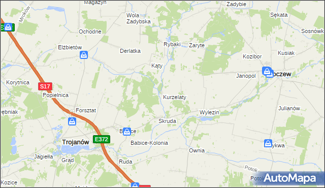 mapa Kurzelaty, Kurzelaty na mapie Targeo