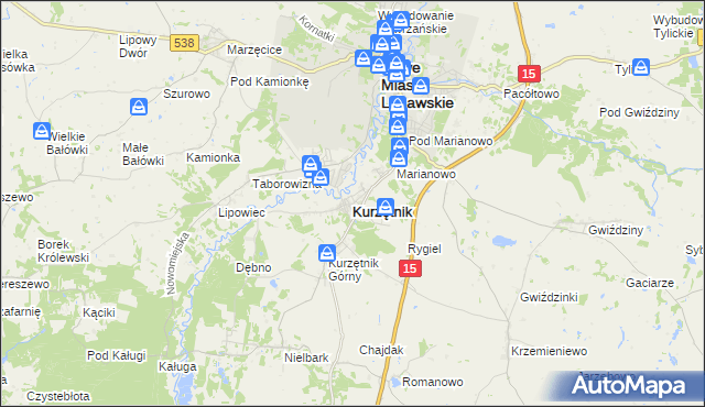 mapa Kurzętnik, Kurzętnik na mapie Targeo