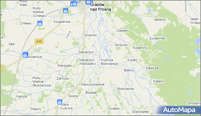 mapa Kuźnica Bobrowska, Kuźnica Bobrowska na mapie Targeo