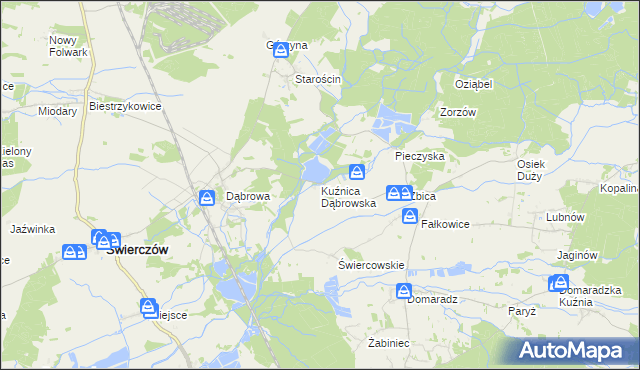 mapa Kuźnica Dąbrowska, Kuźnica Dąbrowska na mapie Targeo