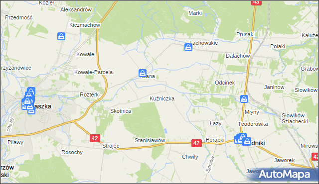 mapa Kuźnica gmina Rudniki, Kuźnica gmina Rudniki na mapie Targeo