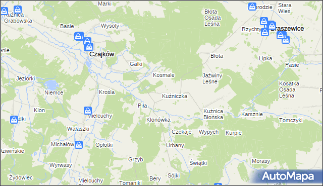 mapa Kuźniczka gmina Klonowa, Kuźniczka gmina Klonowa na mapie Targeo