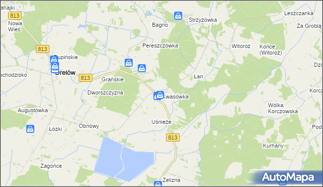 mapa Kwasówka gmina Drelów, Kwasówka gmina Drelów na mapie Targeo