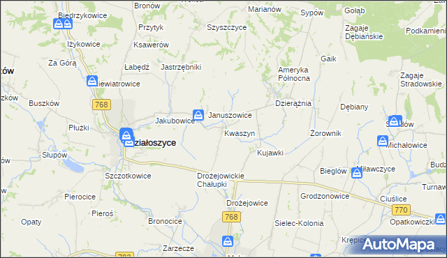 mapa Kwaszyn, Kwaszyn na mapie Targeo