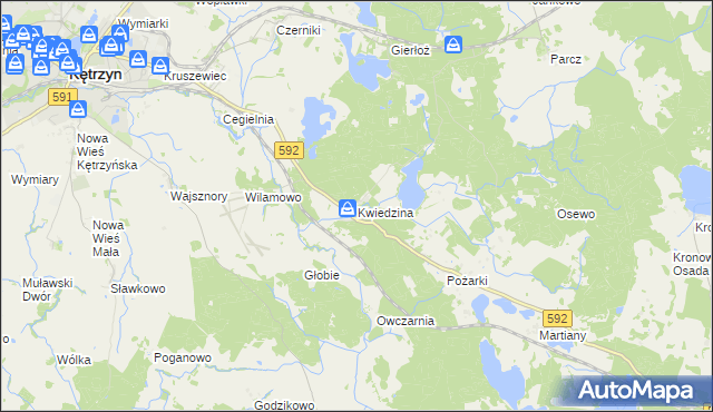 mapa Kwiedzina, Kwiedzina na mapie Targeo