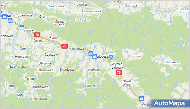 mapa Łabowa, Łabowa na mapie Targeo