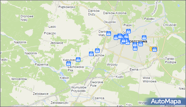 mapa Łachów gmina Włoszczowa, Łachów gmina Włoszczowa na mapie Targeo