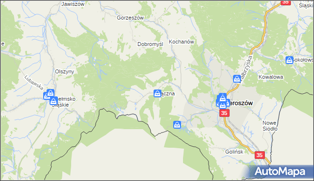 mapa Łączna gmina Mieroszów, Łączna gmina Mieroszów na mapie Targeo