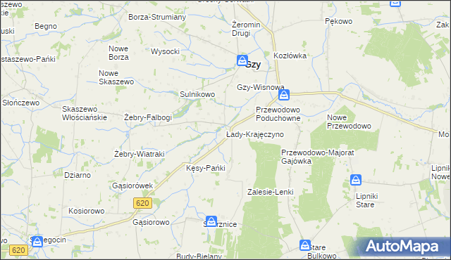 mapa Łady-Krajęczyno, Łady-Krajęczyno na mapie Targeo