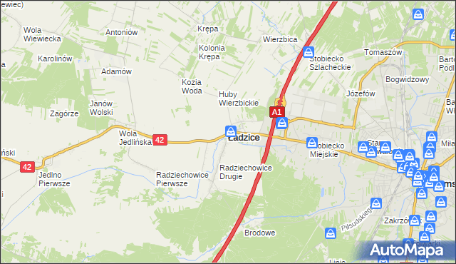 mapa Ładzice, Ładzice na mapie Targeo