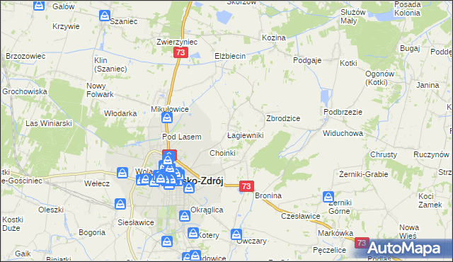 mapa Łagiewniki gmina Busko-Zdrój, Łagiewniki gmina Busko-Zdrój na mapie Targeo