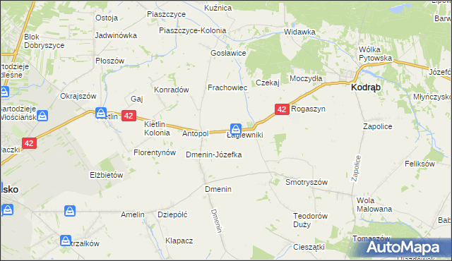 mapa Łagiewniki gmina Kodrąb, Łagiewniki gmina Kodrąb na mapie Targeo