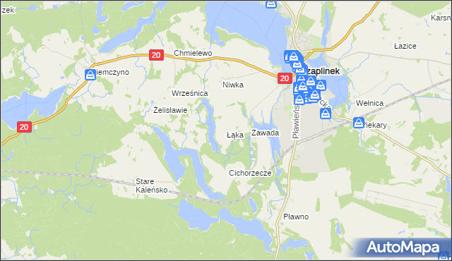 mapa Łąka gmina Czaplinek, Łąka gmina Czaplinek na mapie Targeo