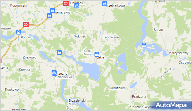 mapa Łąkie gmina Lipnica, Łąkie gmina Lipnica na mapie Targeo