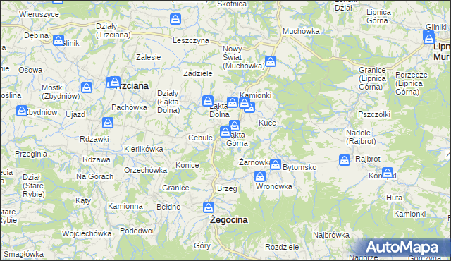 mapa Łąkta Górna, Łąkta Górna na mapie Targeo