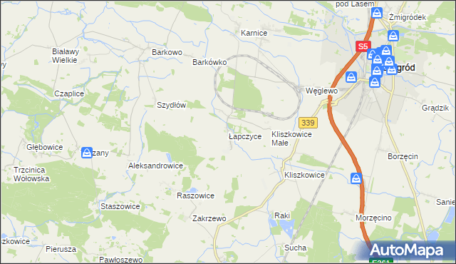 mapa Łapczyce, Łapczyce na mapie Targeo