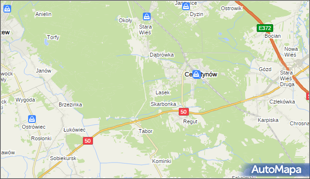 mapa Lasek gmina Celestynów, Lasek gmina Celestynów na mapie Targeo