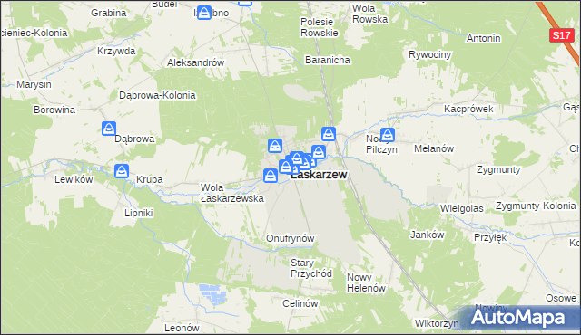 mapa Łaskarzew, Łaskarzew na mapie Targeo