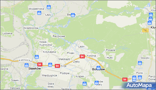 mapa Laski gmina Bolesław, Laski gmina Bolesław na mapie Targeo