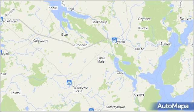 mapa Laski Małe gmina Kalinowo, Laski Małe gmina Kalinowo na mapie Targeo